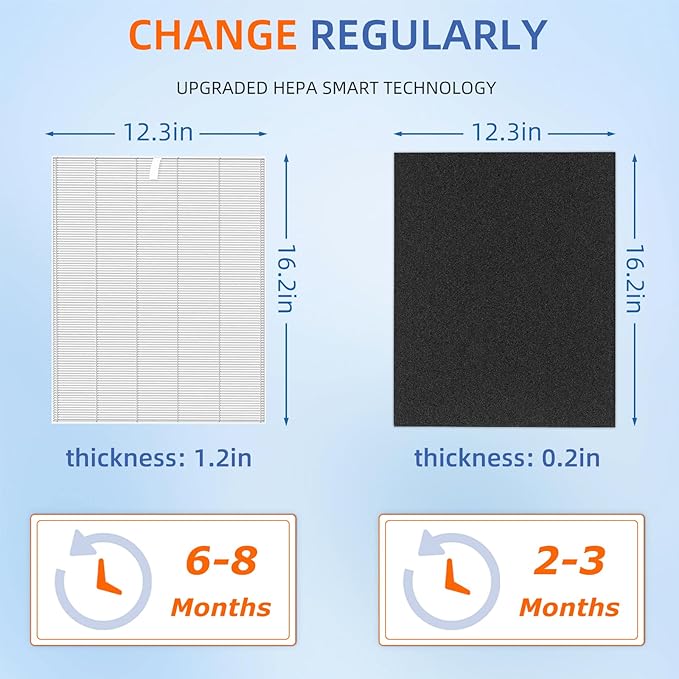 115115 HEPA Replacement Filter A for Winix Plasmawave Air Purifier C535 5300 5300-2 6300 6300-2 P300 AM90 C909 9800,2 x True HEPA Size 21 Filters + 8 x Carbon Pre-Filters