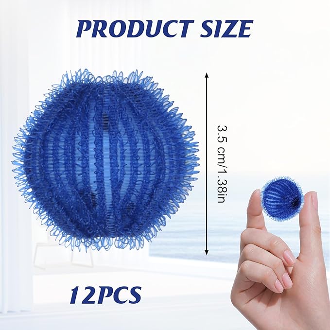 12Pcs Pet Hair Remover for Laundry, Reusable Dog & Cat Hair Lint Remover for Laundry, Laundry Pet Hair Catcher for Washing Machine Clothe Bedding Laundry Hair (Blue)