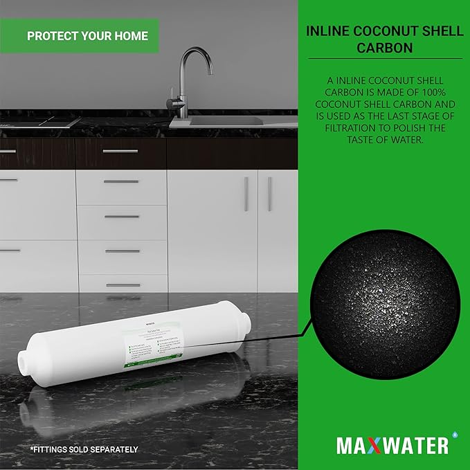 Post Activated Carbon Water Filter Replacement – 5 Micron Inline Filter – 10 inch Inline Carbon Filter– Under Sink and Reverse Fits most Reverse Osmosis Systems (1 pack)