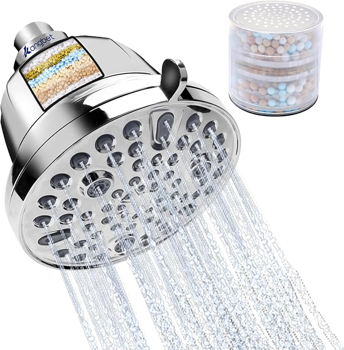 Filtered Shower Head | Shower Head for Hard Water | High Pressure Shower Filter Head for Healthier Hair Skin Reduce Hair Shedding- Chrome