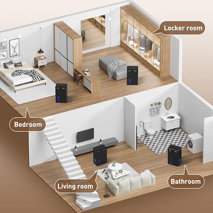 NineSky Dehumidifier for Home, 95 OZ Water Tank, (1000 sq.ft) Dehumidifiers for Bathroom Bedroom Basement with Auto Shut Off,7 Colors LED Light (Black)