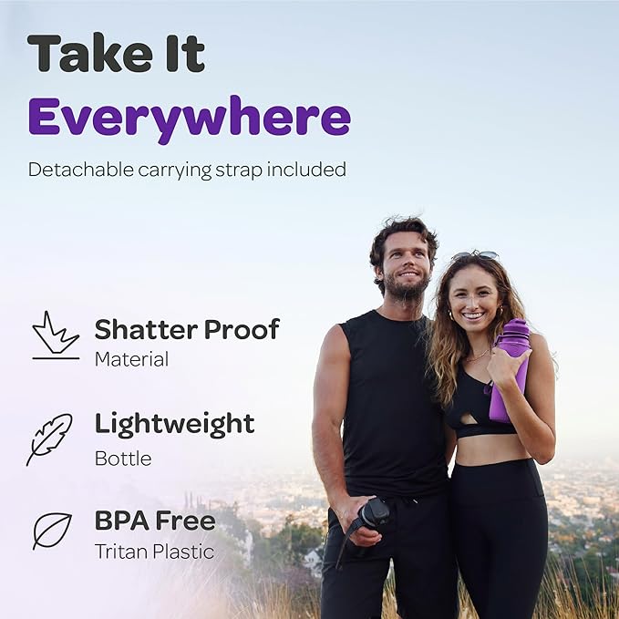 Hydracy Water Bottle with Time Marker -Large BPA Free Water Bottle & No Sweat Sleeve -Leak Proof Gym Bottle with Fruit Infuser Strainer & Times to Drink -Ideal for Fitness Sports & Outdoors