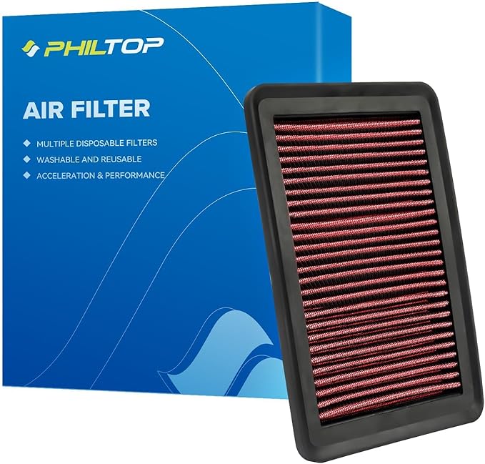 PHILTOP Engine Air Filter, High Performance, Premium, Washable,Replacement Car Air Filter for CA12057, 2017-2021 Kona, 2019-2021 Forte, 2019-2021 Seltos, 2020-2021 Soul, 2017-2020 i30