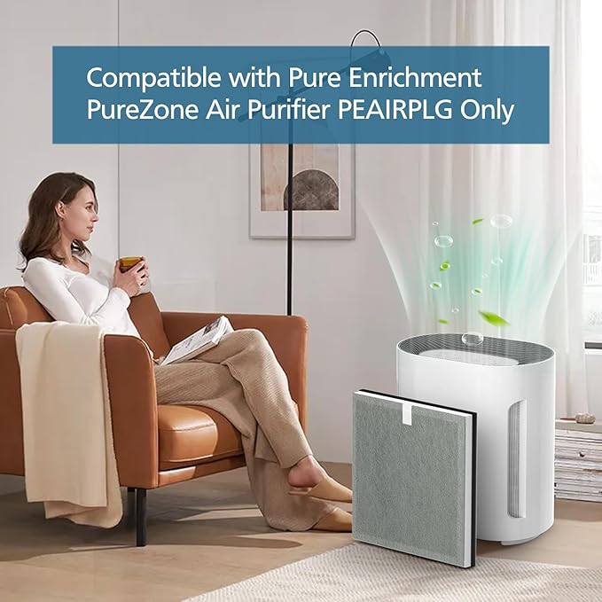 4-Pack 3-in-1 Purezone Replacement Filter, Compatible with Pure Enrichment PureZone Air Purifier, H13 Grade True HEPA Filter, Part#PEAIRFIL