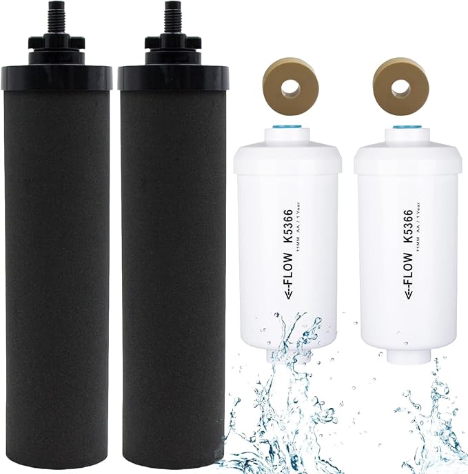 Water Filter Replacement for Berkey, Gravity Water filtration System Refill for BB9-2 Black Filters & PF-2 Fluoride Filters Compatible with Berkey Light/Crown/Imperial/Big/Travel/Royal Series