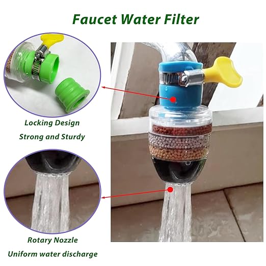 4 Pack Faucet Water Filter,6 Layer Cartridge Activated Carbon Filters Water Filter Faucet Replacements for Sink Applicable 1/2inch - 3/4inch Faucet