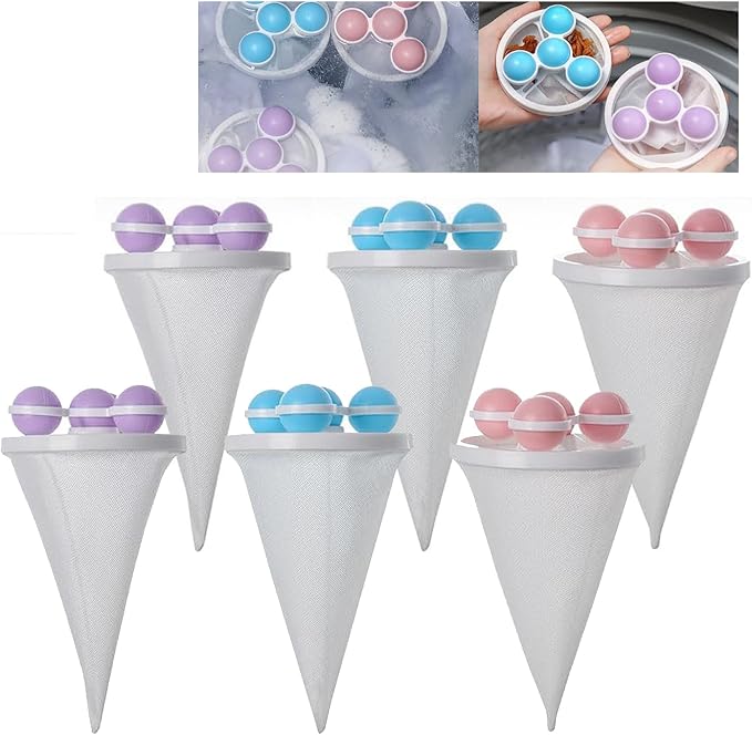 Floating Hair Filtering Mesh Removal, Pet Hair Catcher Filter Bag, Floating Pet Fur Catcher, Reusable Lint Catcher Hair Remover for Laundry Washing Machine (6PCS)