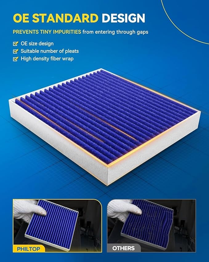 PHILTOP Cabin Air Filter, Replacement for CF11173,2007-2012 Altima,2009-2014 Murano; Maxima,2011-2017 Quest, Premium Cabin Filter with Activated Carbon Filter