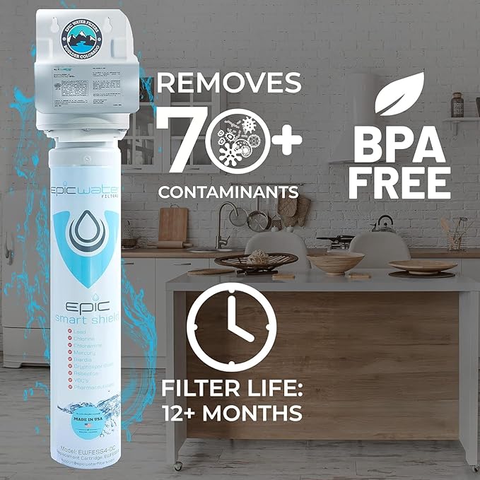 Epic Water Filters Smart Shield. Under Sink Water Filter, Inline NSF 53 Water Filter. Direct Connect DIY Install for Under Sink. Tap Water Filtration System. No Water Wasted