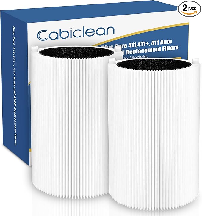 Blue Pure 411 Replacement Filters Compatible with Blueair Blue Pure 411 Genuine, 411+, 411 Auto and MINI Air Purifier, Include 2 Particle and 2 Activated Carbon