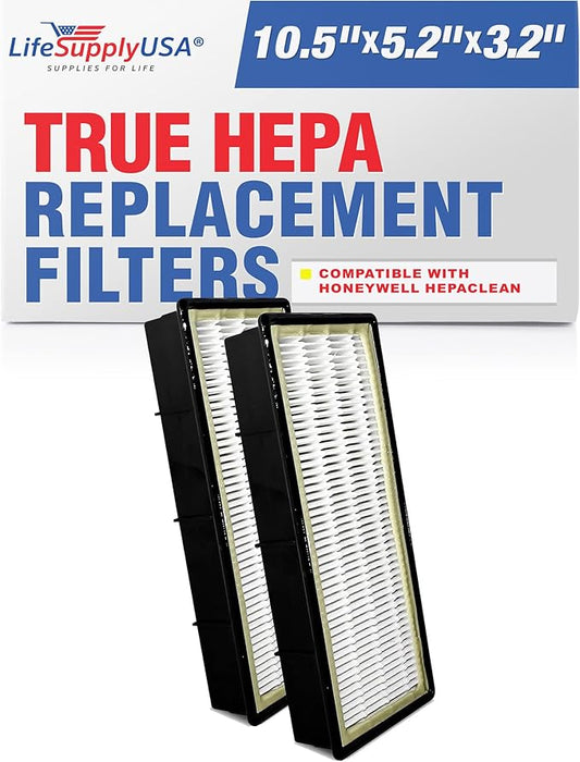 LifeSupplyUSA True HEPA Filter Replacement Compatible with Honeywell HEPAClean HRF-C2, Filter C Air Purifier (2-Pack)
