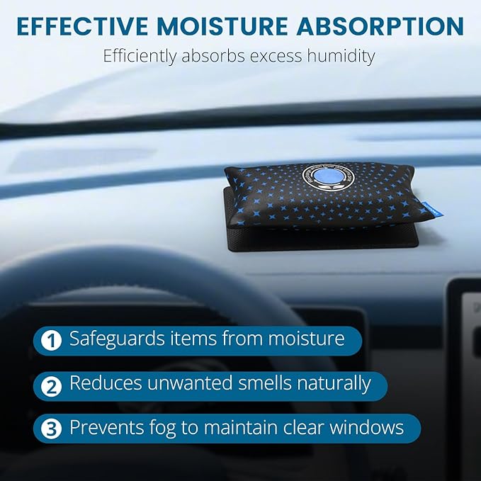 500g [1.1 lb]Rechargeable Car Dehumidifier, Fast Microwave Reactivated Desiccant Packs for Storage Gun Safe Car Basement, Large Moisture Absorbers for Closets Luggage Drawer and Valuables