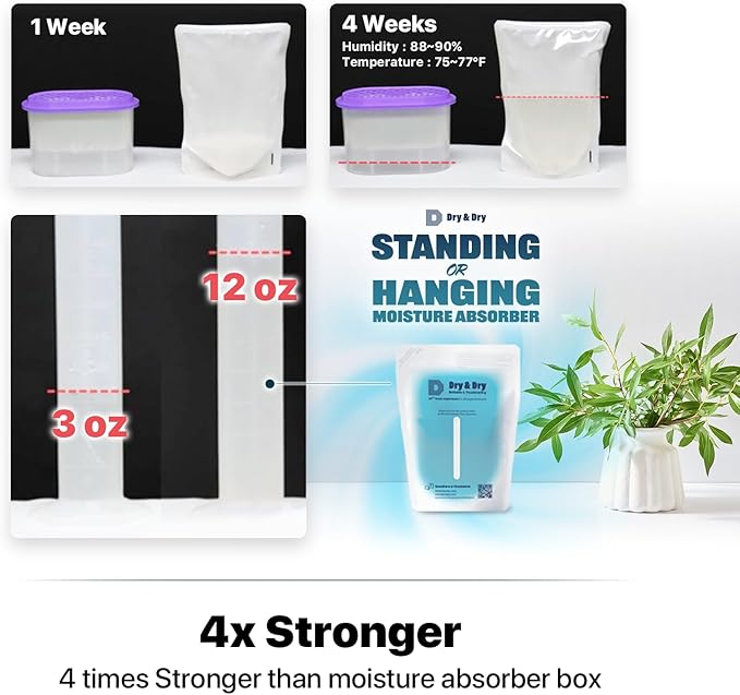 Dry & Dry 2 Packs Standing Moisture Absorbers to Control Excess Moisture for Basements, Closets, Bathrooms, Laundry Rooms - Moisture Absorbers Moisture Absorbers