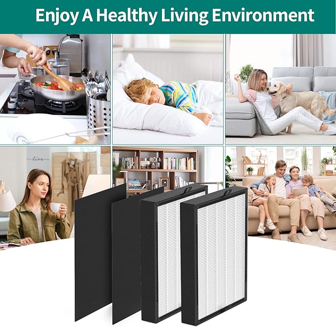 2-Pack 45i and Flex True Replacement Filter Compatible with BreatheSmart Flex and 45i Purifiers, 2×2-in-1 Filters + 2×Carbon Pre-Filters