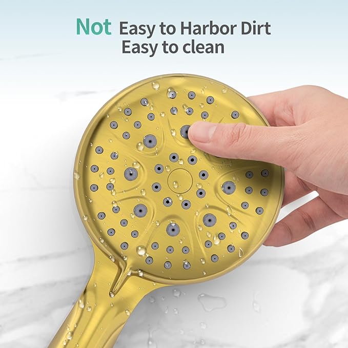 SR SUN RISE High Pressure 3-Way Rainfall Shower Faucet, 3 in 1 Shower Head and Handheld Shower Combo Set with 71” Hose, Easy to Clean Bathtub or Pets, Valve and Shower Trim Kit, Brushed Gold