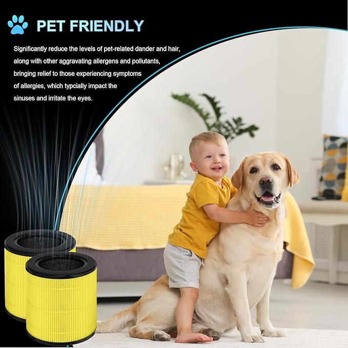 2-Pack B-D02U Replacement Filter for Pet Dander, Pet Odor, Pet Fur and Pet Hair Compatible with MOOKA & KOIOS B-D02L Air Purifier and VEWIOR B-D02U Air Purifier