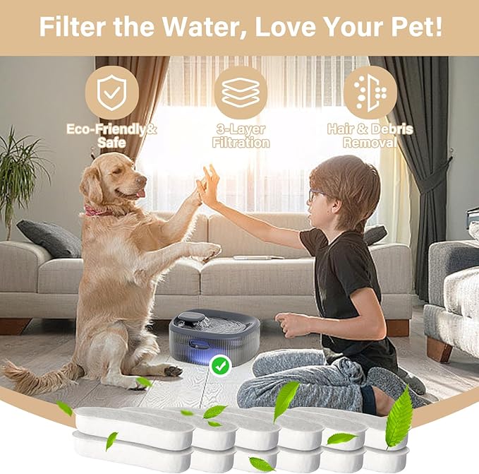 12 Pack Replacement Filters for WOPET 6L/205oz/1.7Gal Dog Water Fountain, 6 Month Set for Large Dogs Water Bowl Dispenser, Includes 12 Filters