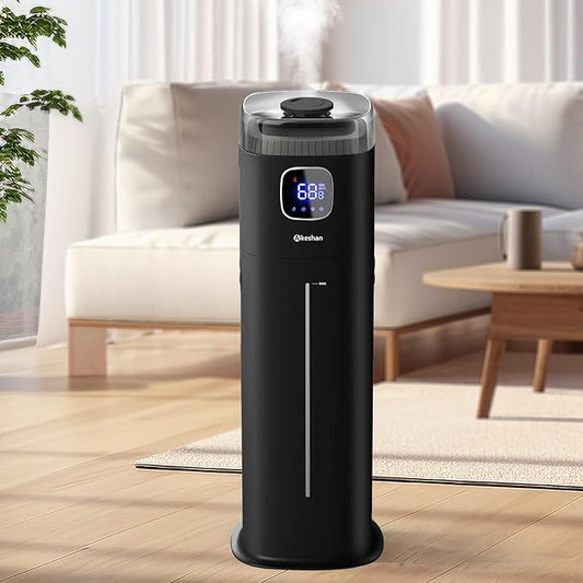 Large Humidifier for Bedroom, 9L/2.5Gal Ultrasonic Cool Mist, Easy Clean with 350ML/H Large Mist Speed, Remote control, Quiet Tower, Suitable for Kids Room Plant Yoga Study Room Office (Black)