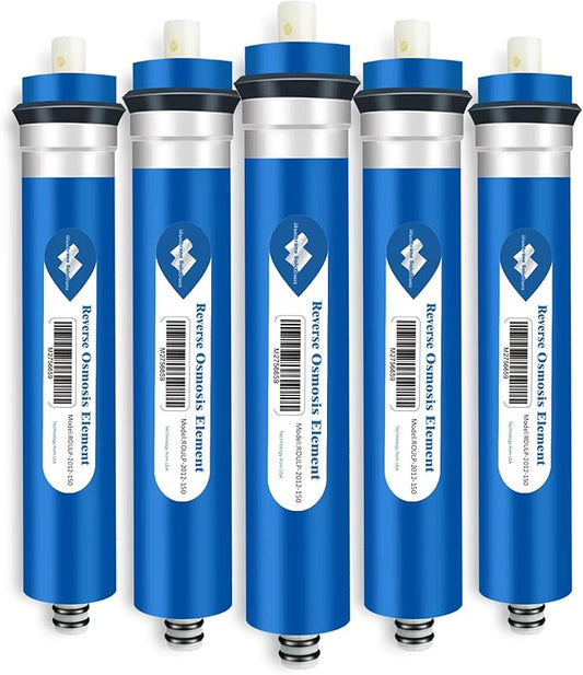 Membrane Solutions Reverse Osmosis Membrane 150 GPD 12" x 2" RO Membrane Water Filter Replacement Fits Under Sink RO Drinking Water Purifier System, 5-Pack