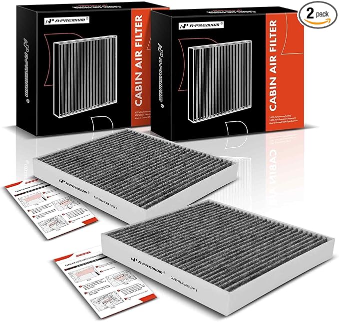A-Premium 2-PC Cabin Air Filter w/Activated Carbon Compatible with Chevy, GMC, Cadillac & Buick - Camaro, Colorado, Equinox, Impala, Malibu, Silverado, Traverse, Sierra, Yukon, Escalade, ATS, Enclave