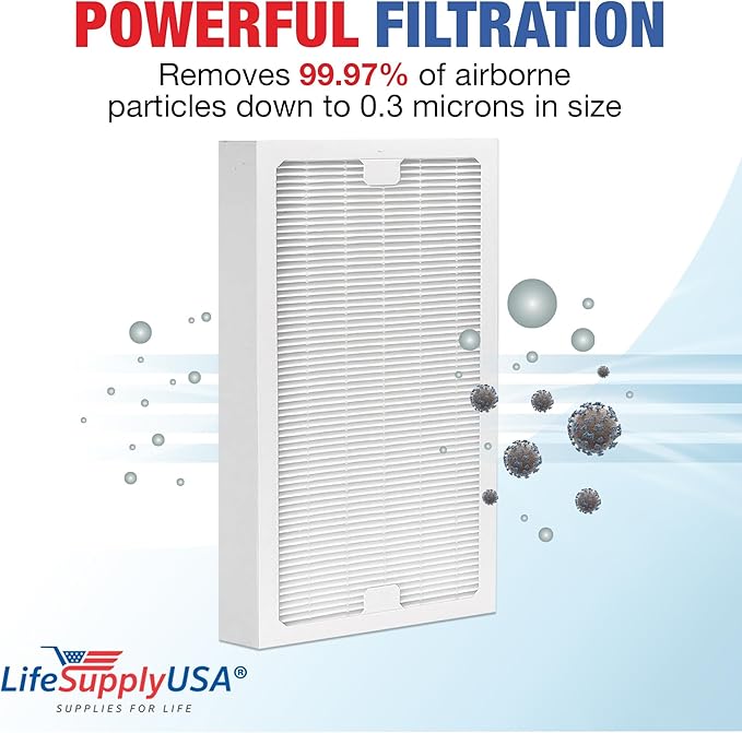 LifeSupplyUSA True HEPA Filter Replacement Compatible with Hunter 30966, 30747, 30748, 30750, 30856, 37748, 37750 Air Purifier