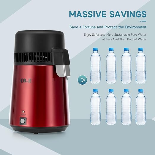 CO-Z Water Distiller, Stainless Steel Distilling Pure Water Machine for Home Countertop Table Desktop, 4L Distilled Water Making Machine, 4 Liter Water Purifier to Make Clean Water for Home