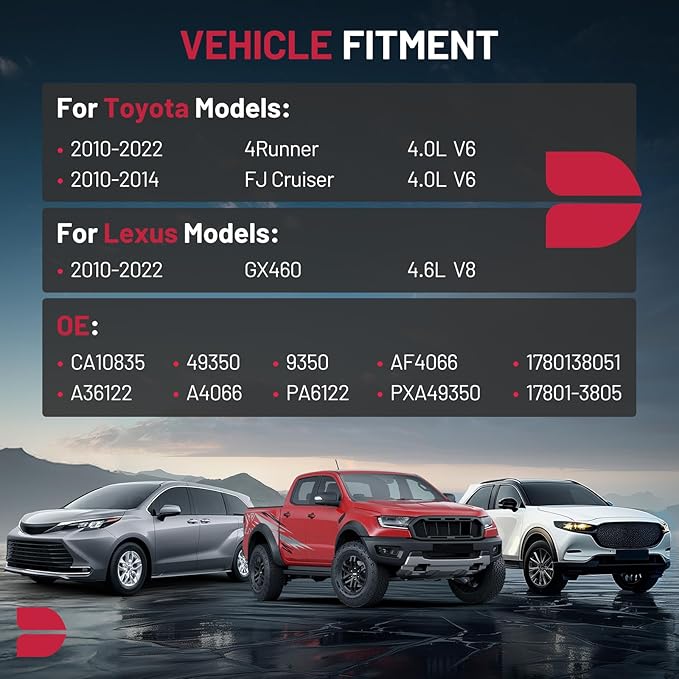 BDFHYK CA10835 Engine Air Filter Compatible with Lexus GX460 & Toyota 4Runner, FJ Cruiser 2010-2022, 4.0L 4.6L, Replace# 1780138051