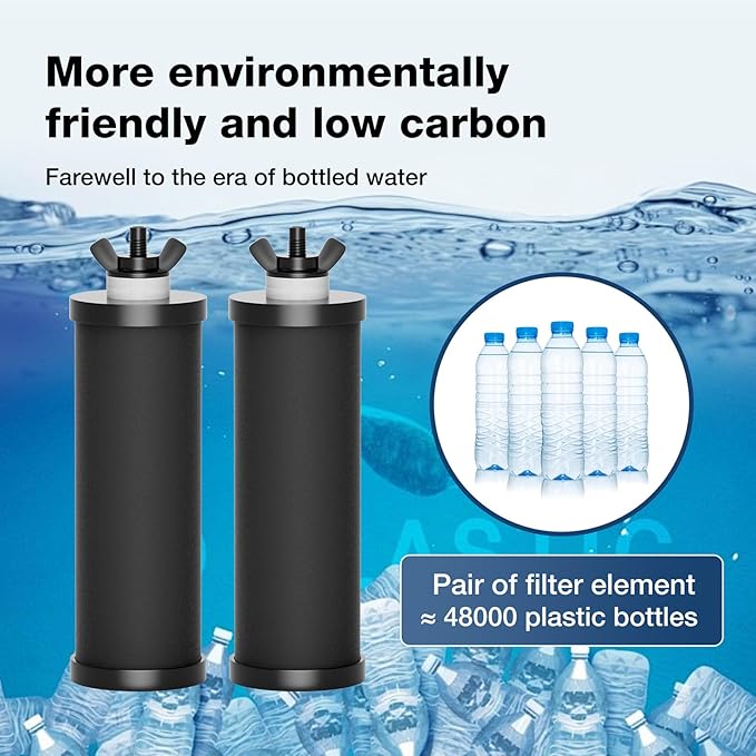PBF-2-1 Black Purification Elements,NSF/ANSI 42&372 Certified fluoride Water Purifier Replacement Filters - Compatible with Gravity Filter System,King, Big Series (2&2 Pack)