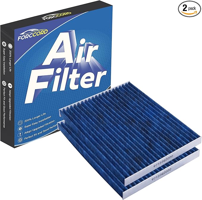2-PACK HEPA Cabin Air Filter Fits for Hyundai Ioniq 1.6L(2017-22), Hyundai Ioniq/Kia Niro 1.6L(17-22), Kia Niro EV(19-22) Activated Carbon Cabin Filter Replacement for 97133G2000 Accessories