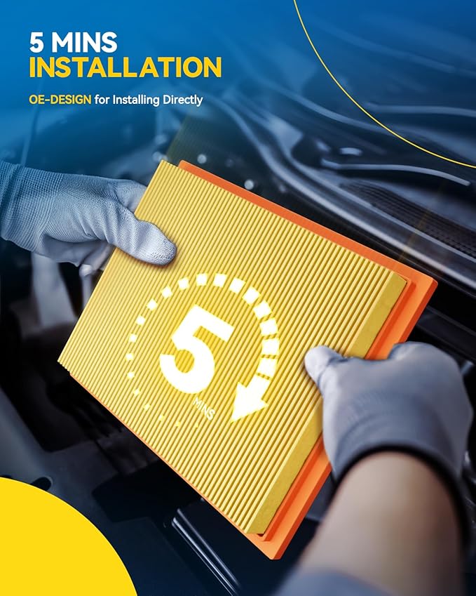 PHILTOP Engine Air Filter, EAF083 (CA11876) Replacement for Jetta Gas 2.0L (2019), Tiguan (2018-2021), A3 (2015-2020), Golf (2015-2018), GTI (2015-2018), Improve Engine Performance