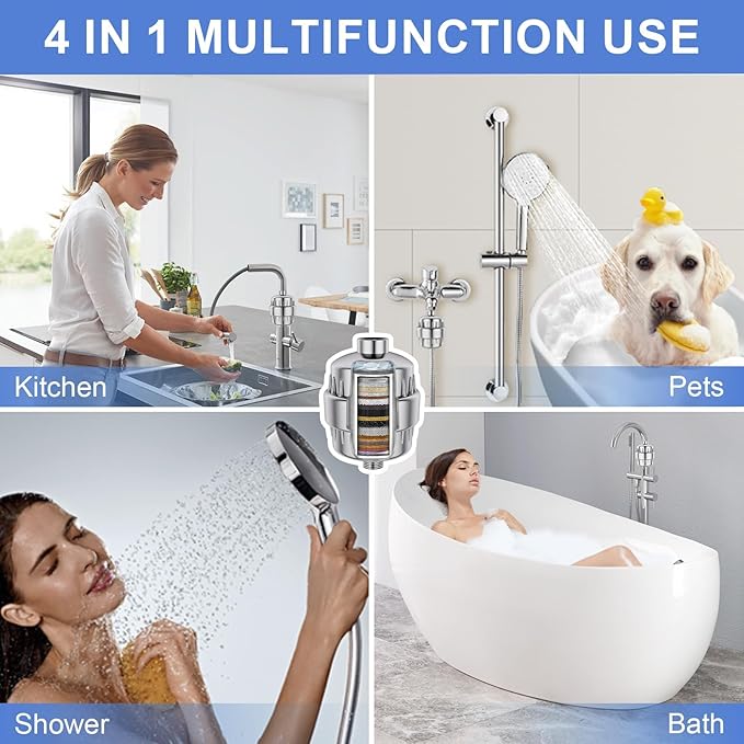 2 Pack 30 Stage Universal Shower Filter Replacement Cartridge -Removes Chlorine, Heavy Metals, Iron, Sediments-VeoryFly ShowerHead Water Filter Cartridge, Compatible with Universal Shower Filter