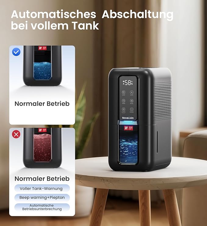 Dehumidifiers for Bathroom with Moisture Absorber Bag Reusable, 68 OZ Water Tank Portable Quiet Dehumidifier for Bedroom with Auto Shut Off, 7 Colors LED Light for Home, RV, Garage, apartment, Black