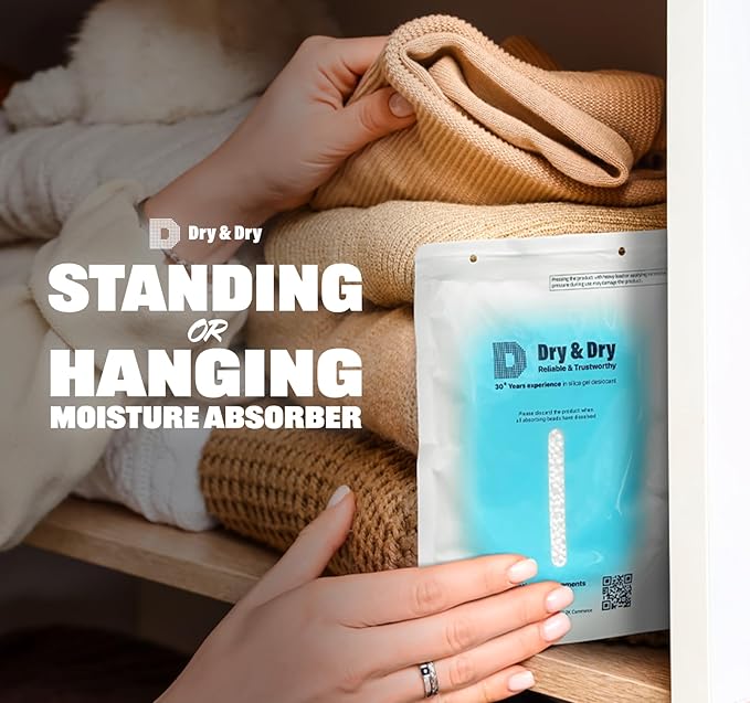 Dry & Dry 24 Packs Standing Moisture Absorbers to Control Excess Moisture for Basements, Closets, Bathrooms, Laundry Rooms - Moisture Absorbers Moisture Absorbers
