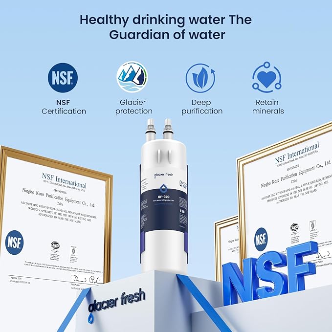 GLACIER FRESH Refrigerator Water Filter Compatible with W10295370A, EDR1RXD1, WHR1RXD1, KAD1RXD1, Filter 1, W10295370, P4RFWB, P8RFWB2L, 46-9930, 46-9081 Refrigerator Water Filter 1 Pack