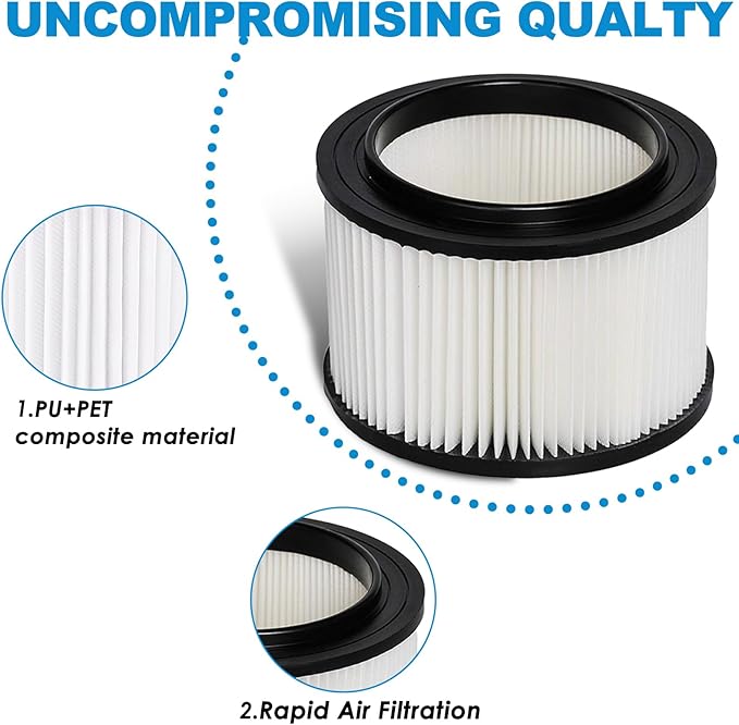 2 Pack 17810 Filter Replacement for Craftsman Shop Vac Filter 9-17810 for 3 to 4 Gallon General Purpose Vacuums