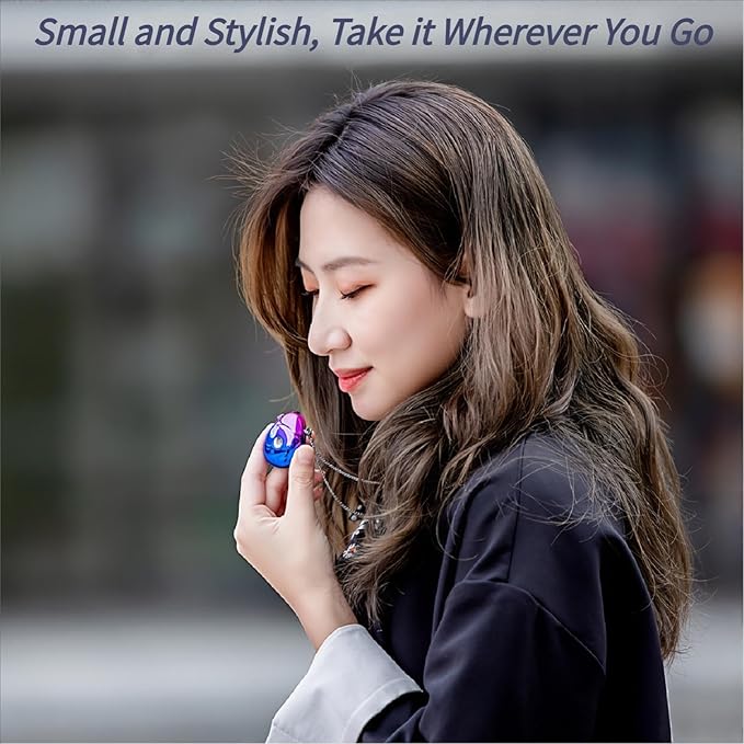 Personal Air Purifier, Chartreey® Wearable Air Purifier Necklace, True 199 million/cm³ Negative Ion, Portable Air Purifier Eliminates Dust, Pollen, Smoke for Outdoor, Travel(Purple)