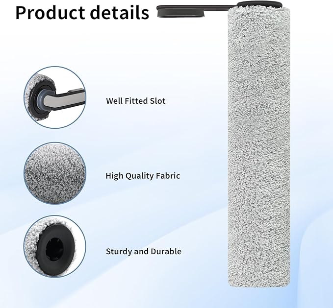 Roller Brush and Filters Replacement Compatible with Tineco Floor ONE S5/Floor One S5 Pro Cordless Vacuum Cleaner,Replacement Parts Include 3 Brush Rollers, 3 Filters