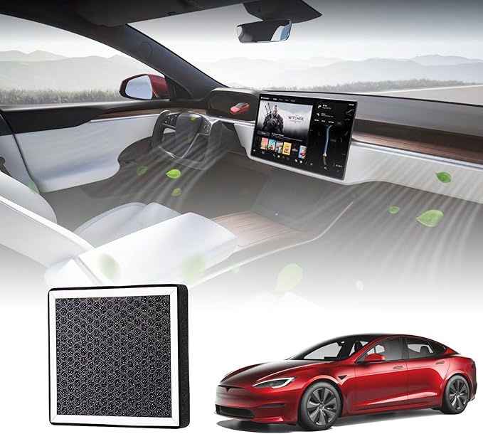 BASENOR 2026 Upgrade Tesla Model S Model X Cabin Air Filter HEPA Replacement Filter Activated Carbon Tesla Model S Plaid Model X Plaid Accessories 2022-2026