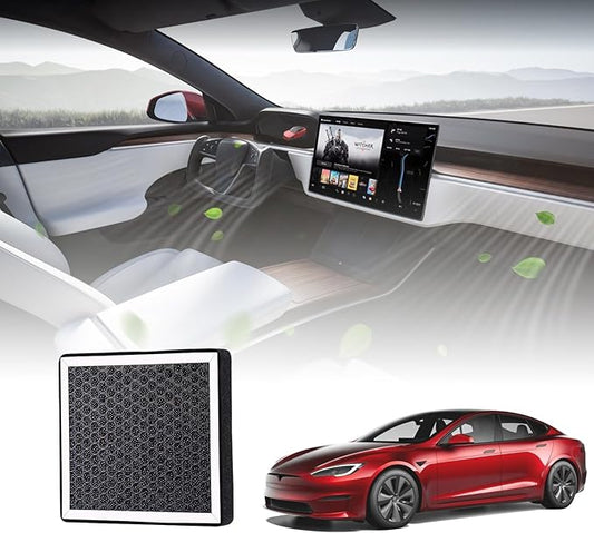 BASENOR 2026 Upgrade Tesla Model S Model X Cabin Air Filter HEPA Replacement Filter Activated Carbon Tesla Model S Plaid Model X Plaid Accessories 2022-2026
