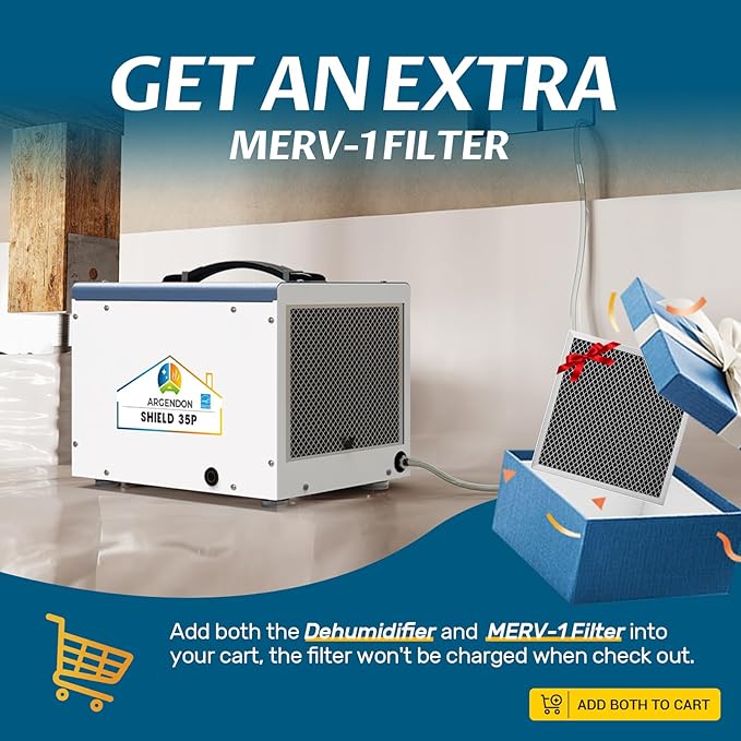 ARGENDON Crawlspace Dehumidifier with Pump, 70 Pint Energy Star Commercial Dehumidifier for Basement with Drain Hose, Auto Defrost, Memory Starting, GLGR, Up to 1000 Sq Ft