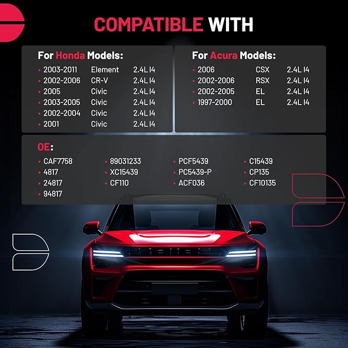 BDFHYK 1PC CF10135 Cabin Air Filter with Activated Carbon Compatible with Honda Element CR-V Civic, Compatible with Acura CSX RSX EL 1.7L 2.0L 2.4L