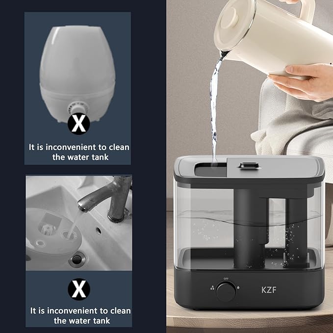 2.3L Top-Fill Cool Mist Humidifier – Whisper-Quiet, Up to 30 Hrs Runtime, Auto Shut-Off, Ideal for Bedroom, Baby Nursery & Plants