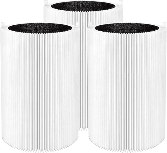 3 Pack Blue Pure 411 Filter Replacement Compatible with Blueair Blue Pure 411 Genuine, 411+, 411 Auto and MINI Air Purifiers, Package Include the 3 Particle and 3 Activated Carbon Filter