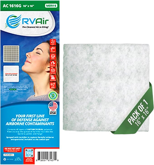 AC Filter - Air Conditioner Replacement Filters - RV Air Cleaner - Camper Accessories for Travel Trailers - Easy to Install Vent Filter -16 x 16 x 0.75 (2 Filters for AC 1616G)