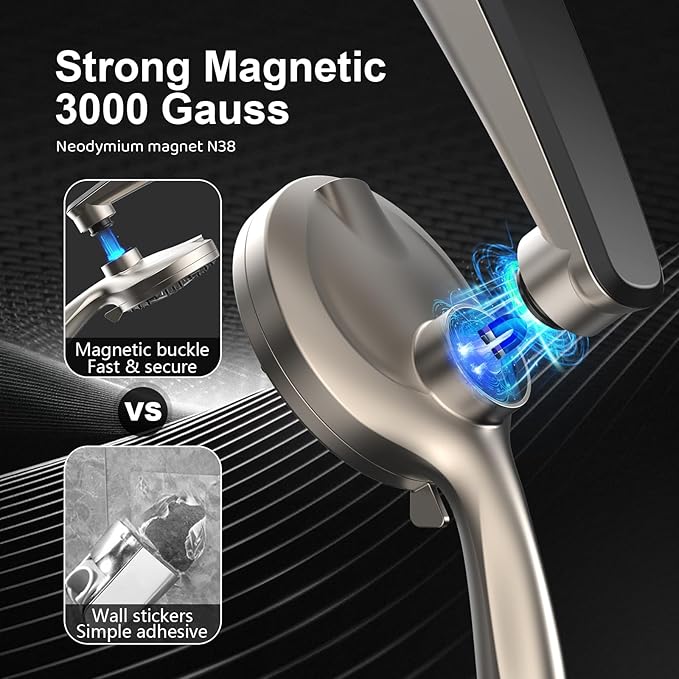 Rain Shower Head with Handheld High Pressure rainfall Shower Heads with Handheld Spray Combo Adjustable one-piece stand daul shower head Built-in Magnetic Docking and Power Jets