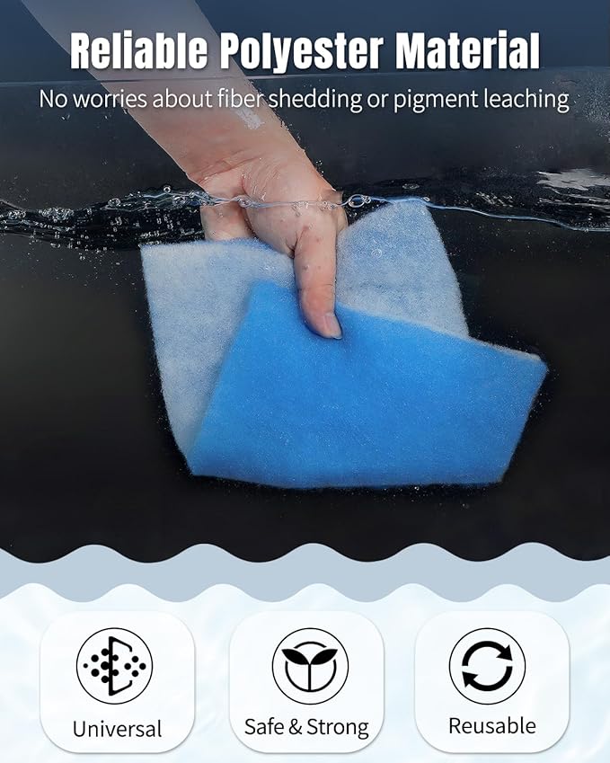Pawfly Aquarium Filter Floss Roll, 79 x 12 x 1.2 Inch Cuttable Aquarium Filter Pad, Blue and White Aquarium Filter Media Roll for Freshwater Saltwater Fish Tanks & Small Ponds