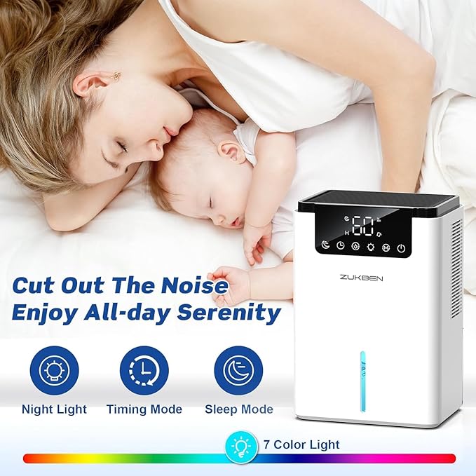 Dehumidifiers(75OZ) for Home,Small Dehumidifier for Bedroom with 2 Dehumidification Modes,Auto Defrost,12 Timer, Portable Quiet Dehumidifiers for Home,Basement,Bathroom,RV