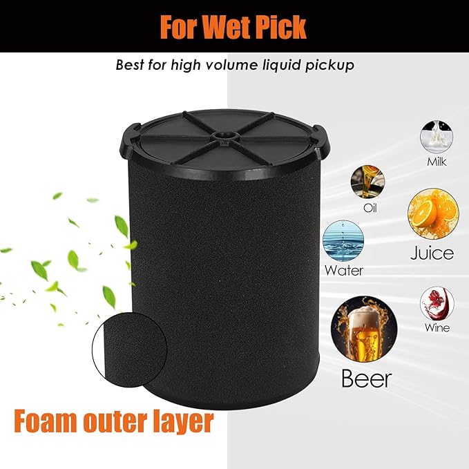 VF7000 Replacement Filter for Ridgid Shop Vacuums 5-20 Gallon, Wet Application Filters Fits Rigid Wet Dry Vac, Wet Pick Up Filter for Husky Shop Vacuum Filter 6-9 Gallon- 2 Pack