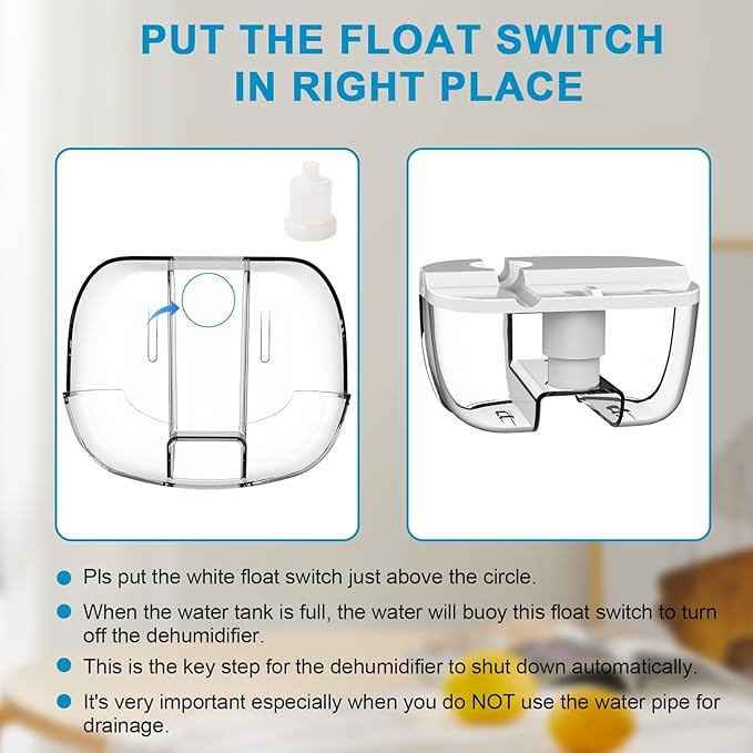 Dehumidifier with Drain Hose. Litever Small Portable Dehumidifier. Auto-OFF. Drain Hose for Continuous Drainage. Effective for Small Bathroom Pantry Closet Basement Wardrobe Gun safe RV Trailer Camper