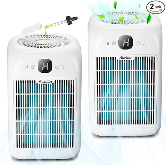 Air Purifiers for Home Bedroom Large Room, Powerful DC Motor Covers Up to 908 ft² Each One, HEPA Filter, Sleep Mode, Aromatherapy, for Smoke, Pet Dander, Allergies Pet Hair, Pollutants Odor, 2 Pack